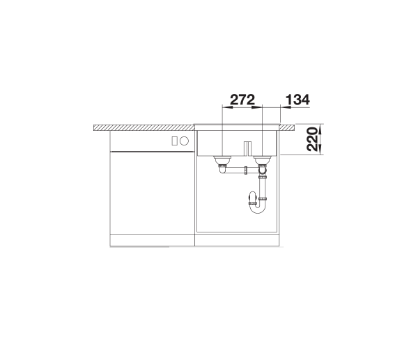Zlewozmywak granitowy BLANCO PLEON 6 SPLIT 61x51 cm, bez korka aut., lewy, antracyt, PuraDur 521689