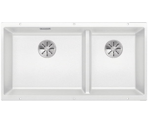 Zlewozmywak granitowy BLANCO SUBLINE 480/320-U 85x46 cm, bez korka aut., lewy, biały, PuraDur 523588
