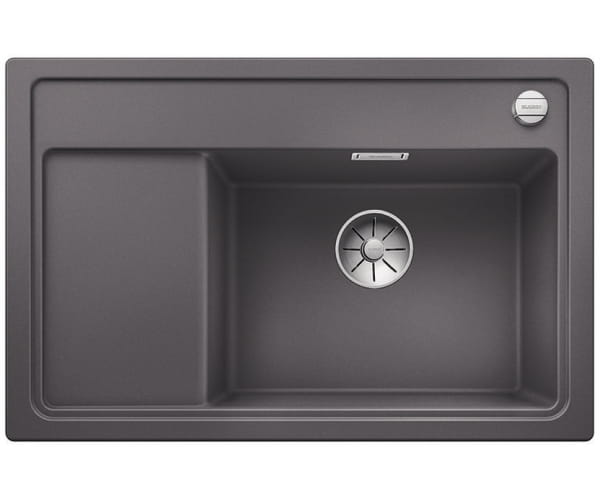 Zlewozmywak granitowy BLANCO ZENAR XL 6 S COMPACT 78x51 cm, z korkiem aut., prawy, szarość skały, PuraDur 523775
