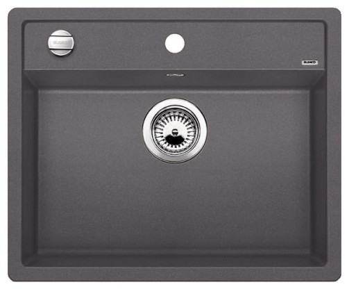 Zlewozmywak granitowy BLANCO DALAGO 6 61x51 cm, z korkiem aut., szarość skały, PuraDur 518850