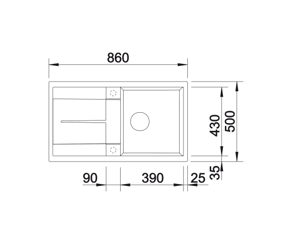 Zlewozmywak granitowy BLANCO METRA 5 S 86x50 cm, z korkiem aut., kawowy, PuraDur 515041
