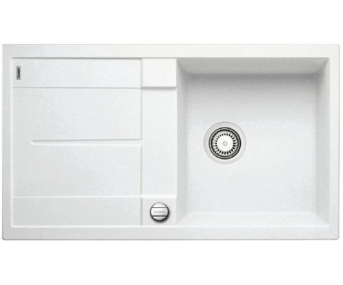 Zlewozmywak granitowy BLANCO METRA 5 S-F 85x49 cm, z korkiem aut., biały, PuraDur 519099