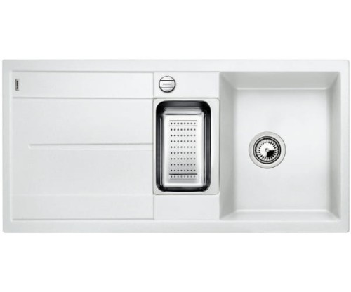 Zlewozmywak granitowy BLANCO METRA 6 S 100x50 cm, z korkiem aut., biały, PuraDur 513046