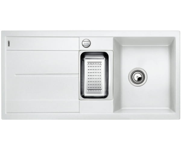 Zlewozmywak granitowy BLANCO METRA 6 S 100x50 cm, z korkiem aut., biały, PuraDur 513046