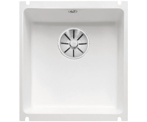 Zlewozmywak ceramiczny BLANCO SUBLINE 375-U 41x45 cm , bez korka aut., biały połysk, PuraPlus 523726