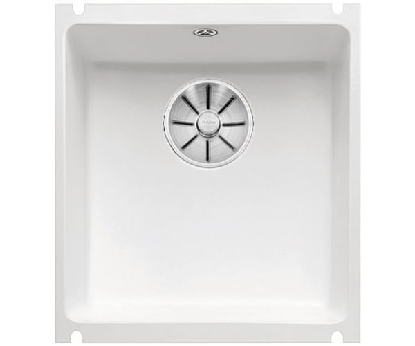 Zlewozmywak ceramiczny BLANCO SUBLINE 375-U 41x45 cm , bez korka aut., biały połysk, PuraPlus 523726