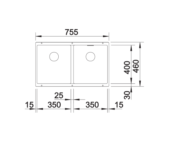 Zlewozmywak granitowy BLANCO SUBLINE 350/350-U 75x46 cm, bez korka aut., perłowoszary, PuraDur 523574