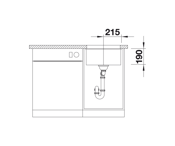 Zlewozmywak granitowy BLANCO SUBLINE 400-U 43x46 cm, bez korka aut., antracyt, PuraDur 523422