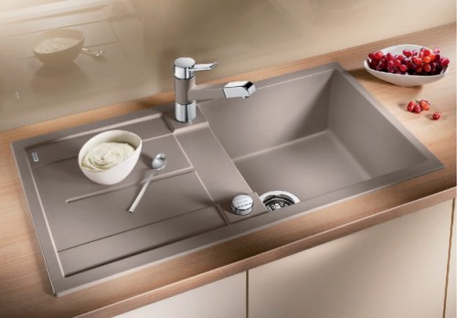 Zlewozmywak granitowy BLANCO METRA 5 S 86x50 cm, z korkiem aut., antracyt, PuraDur 513044