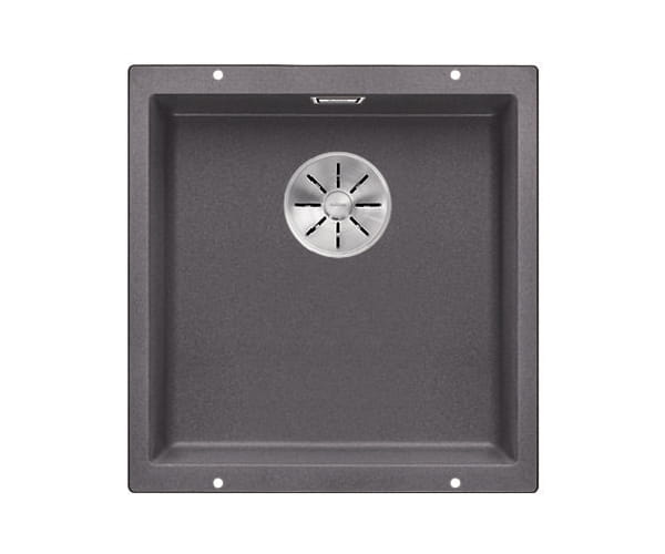 Zlewozmywak granitowy BLANCO SUBLINE 400-U 43x46 cm, bez korka aut., szarość skały, PuraDur 523423