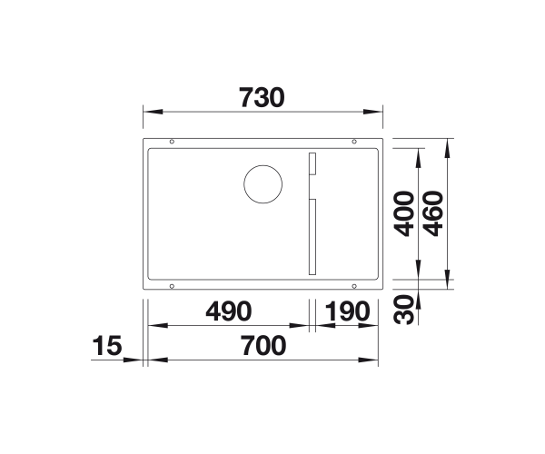 Zlewozmywak granitowy BLANCO SUBLINE 700-U LEVEL 73x46 cm, bez korka aut., antracyt, PuraDur 523538