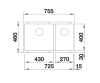 Zlewozmywak granitowy BLANCO SUBLINE 430/270-U 75x46 cm, bez korka aut., lewy, antracyt, PuraDur 523151