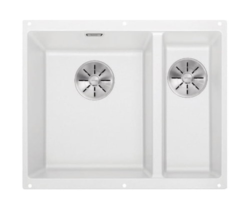 Zlewozmywak granitowy BLANCO SUBLINE 340/160-U 55x46 cm, bez korka aut., lewy, biały, PuraDur 523552