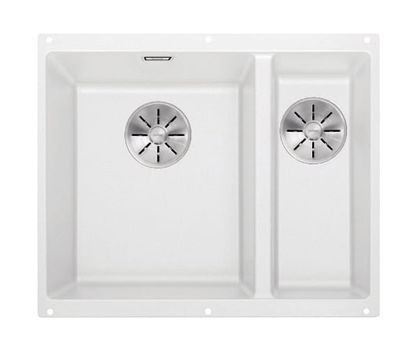 Zlewozmywak granitowy BLANCO SUBLINE 340/160-U 55x46 cm, bez korka aut., lewy, biały, PuraDur 523552