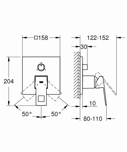 Bateria natryskowa GROHE EUROCUBE podtynkowy element zewnętrzny, chrom 24094000