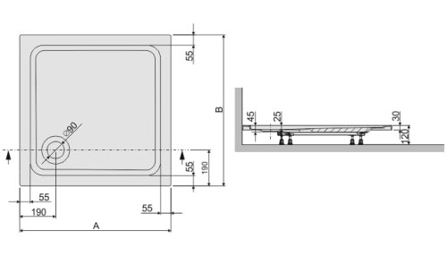 Brodzik kwadratowy SANPLAST FREE LINE  80 x 80 x 2,5 + STB 615040402001000
