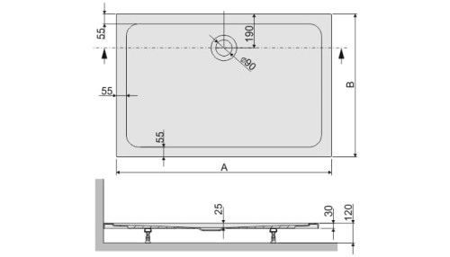 Brodzik prostokątny SANPLAST FREE LINE 80 x 100 x 2,5 + STB 615040437001000