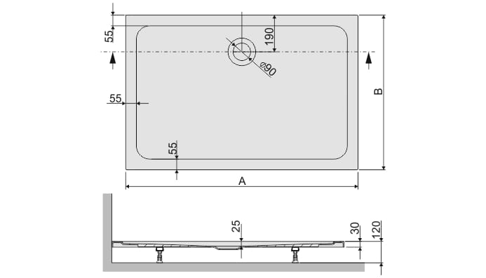 Brodzik prostokątny SANPLAST FREE LINE 80 x 110 x  2,5 + STB 615040438001000