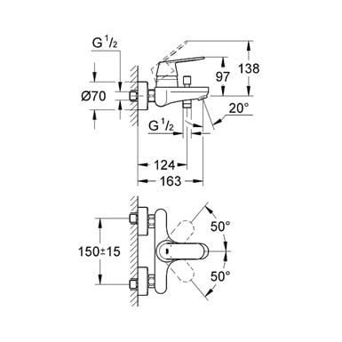 Bateria wannowa GROHE EUROSMART COSMOPOLITAN chrom 32831000