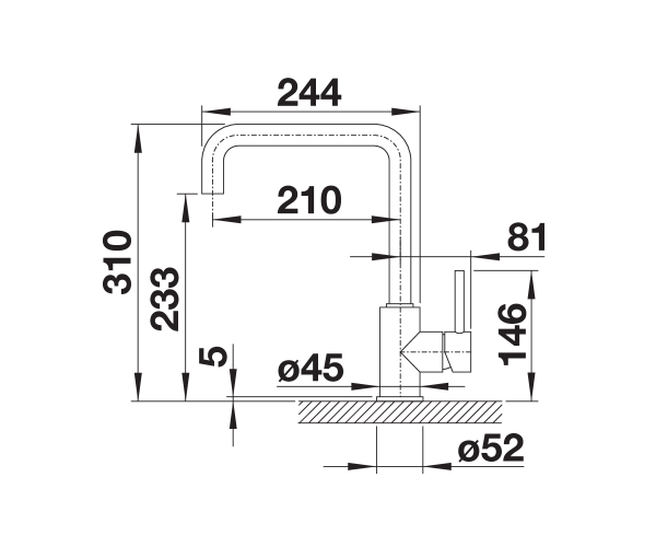 Bateria kuchenna BLANCO MILI, wylewka typu "L", bialy 523107