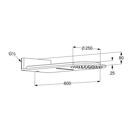 Głowica natryskowa KLUDI A-QA, ścienna, 600x250mm, 2-funkcyjna, czarny mat/chrom 6488087-00