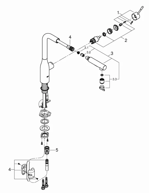 Bateria kuchenna GROHE ESSENCE z wyciąganą wylewką, stal nierdzewna 30270DC0