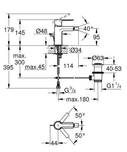 Bateria bidetowa GROHE LINEARE, chrom 33848001