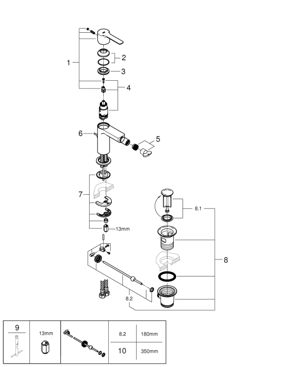 Bateria bidetowa GROHE LINEARE, chrom 33848001