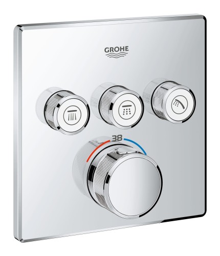 Bateria natryskowa GROHE GROHTHERM SMARTCONTROL podtynkowy element zewnętrzny 3-funkcyjna, chrom 29126000
