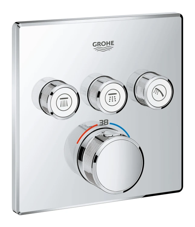 Bateria natryskowa GROHE GROHTHERM SMARTCONTROL podtynkowy element zewnętrzny 3-funkcyjna, chrom 29126000