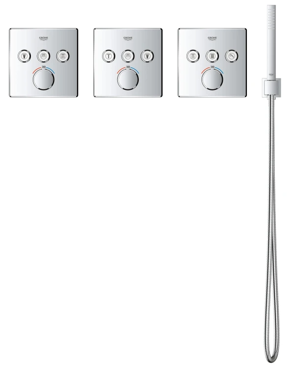 Bateria natryskowa GROHE GROHTHERM SMARTCONTROL podtynkowy element zewnętrzny 3-funkcyjna, chrom 29126000