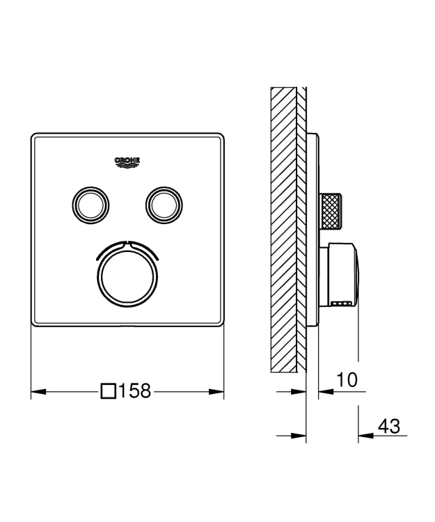 Bateria natryskowa GROHE SMARTCONTROL podtynkowy element zewnętrzny 2-funkcyjna, chrom 29148000