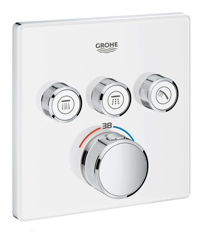 Bateria natryskowa GROHE GROHTHERM SMARTCONTROL podtynkowy element zewnętrzny 3-funkcyjna, biały 29157LS0