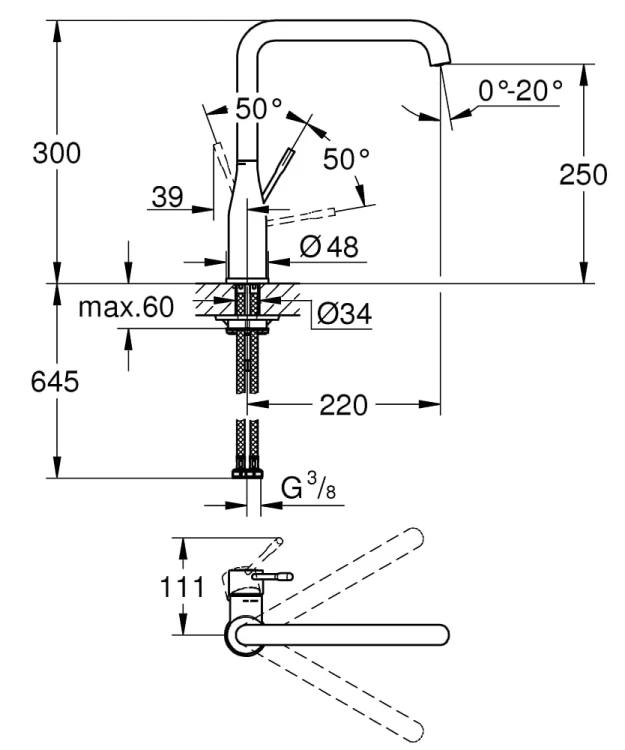 Bateria kuchenna GROHE ESSENCE, hard graphite 30269A00