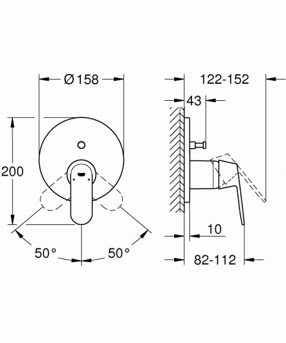 Bateria prysznicowa GROHE EUROSMART COSMOPOLITAN podtynkowa 2-funkcyjna, chrom 24045000