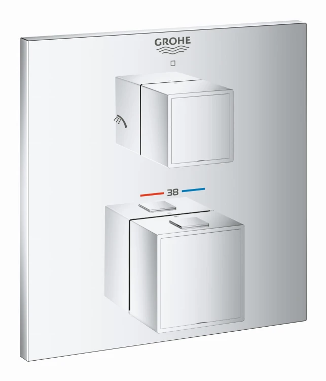 Bateria prysznicowa GROHE GROHTHERM CUBE podtynkowa 2-funkcyjna, chrom 24154000