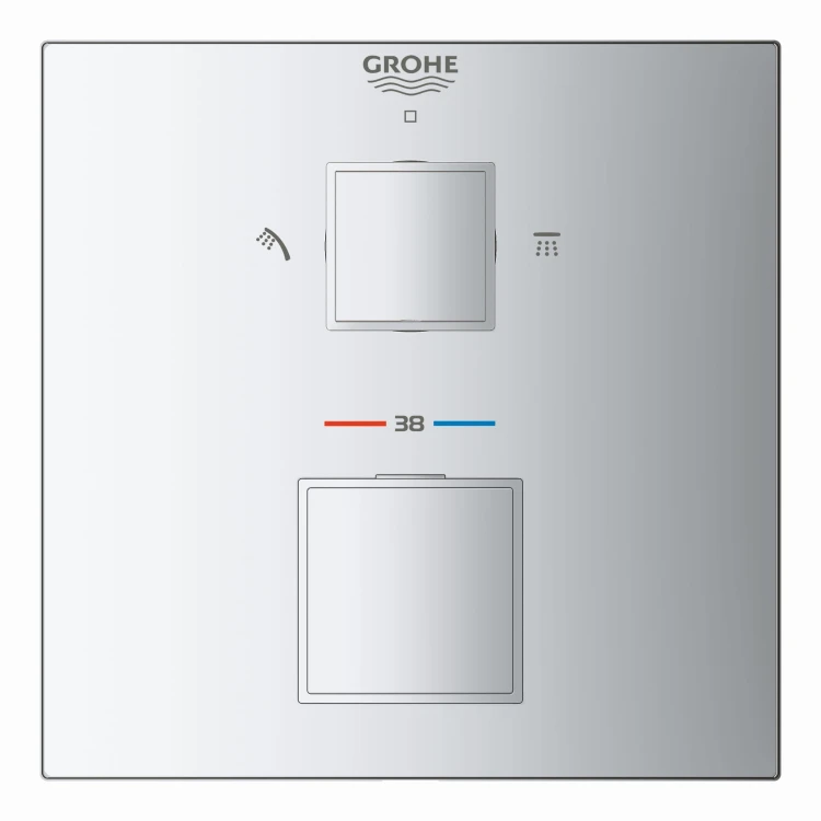 Bateria prysznicowa GROHE GROHTHERM CUBE podtynkowa 2-funkcyjna, chrom 24154000