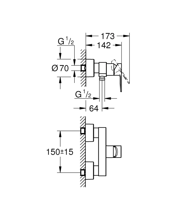 Bateria prysznicowa GROHE LINEARE stal nierdzewna 33865DC1