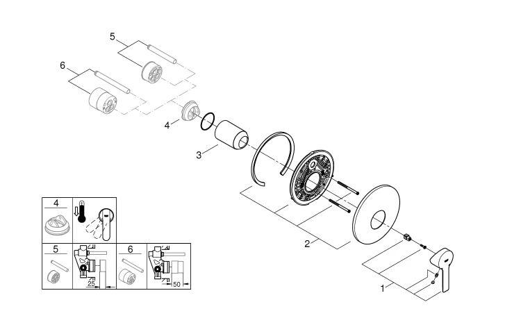 Bateria prysznicowa GROHE LINEARE podtynkowa 1-funkcyjna, chrom 19296001
