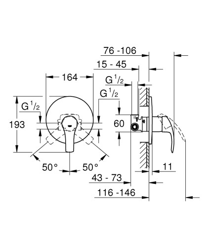 Bateria prysznicowa GROHE EUROSMART chrom 33556002