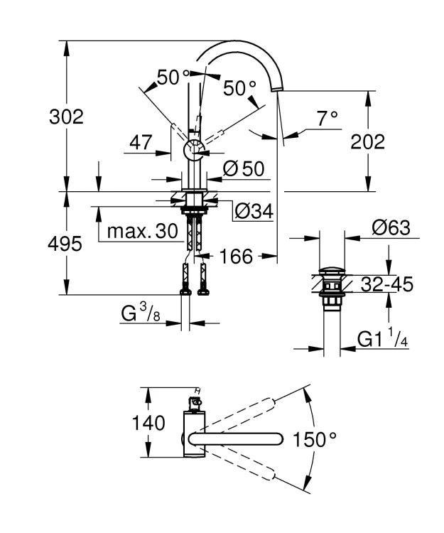 Bateria umywalkowa GROHE ATRIO chrom 32042003