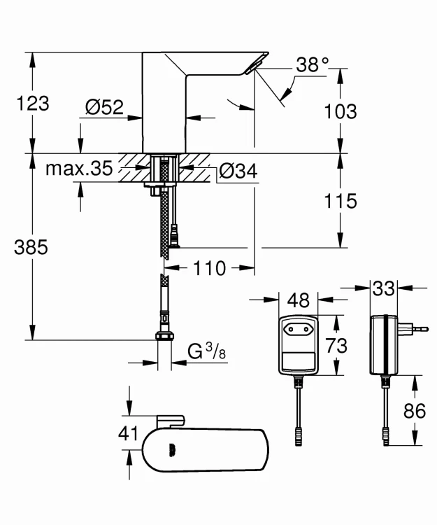 Bateria umywalkowa GROHE BAU COSMOPOLITAN chrom 36453000