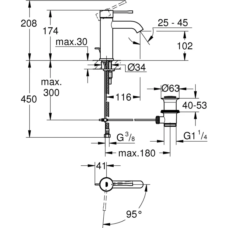 Bateria umywalkowa GROHE ESSENCE chrom 23591001