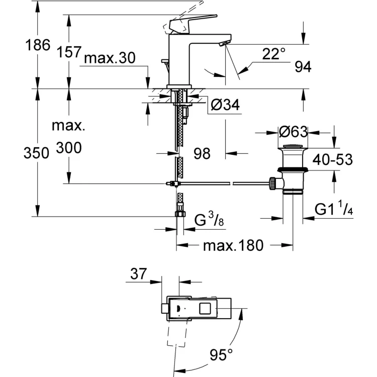 Bateria umywalkowa GROHE EUROCUBE chrom 2339000E