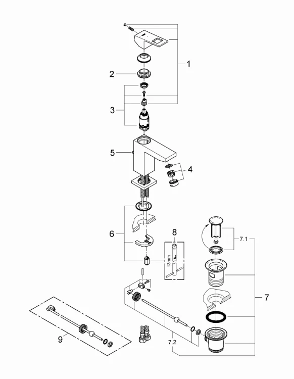Bateria umywalkowa GROHE EUROCUBE chrom 2339000E