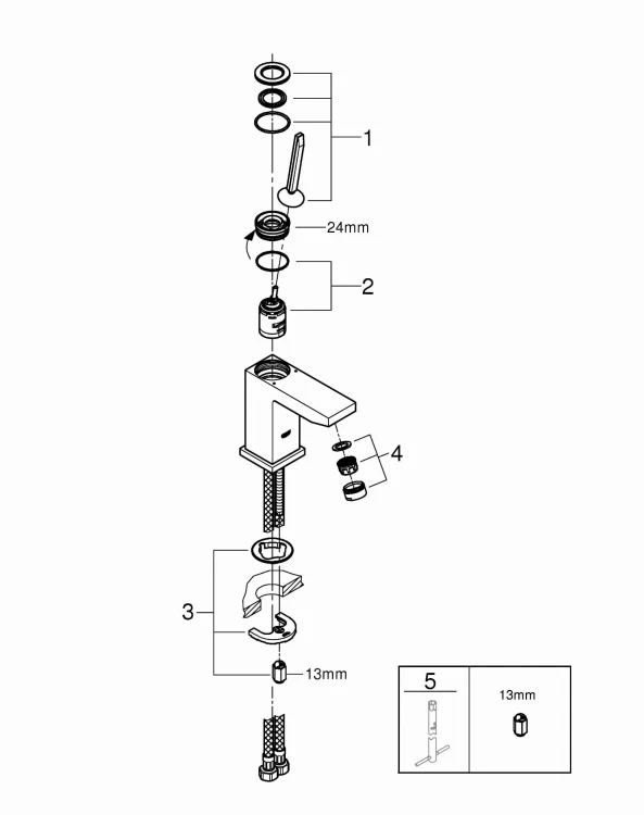 Bateria umywalkowa GROHE EUROCUBE JOY bez korka, chrom 23656000