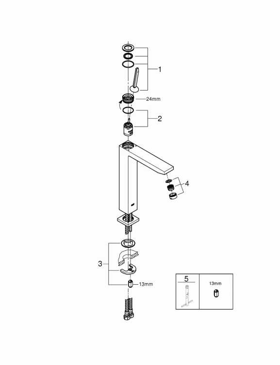 Bateria umywalkowa GROHE EUROCUBE JOY bez korka, chrom 23661000