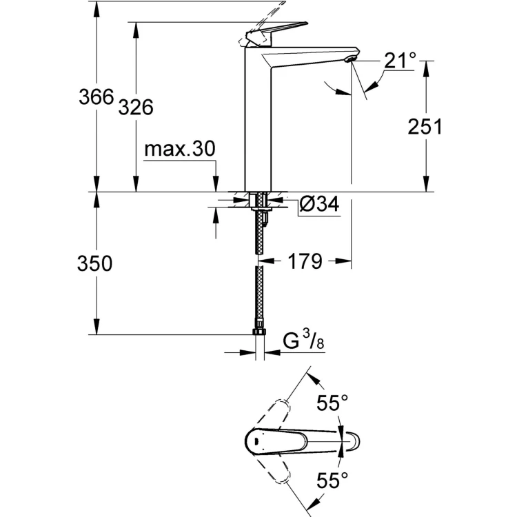 Bateria umywalkowa GROHE EURODISC COSMOPOLITAN chrom 23432000