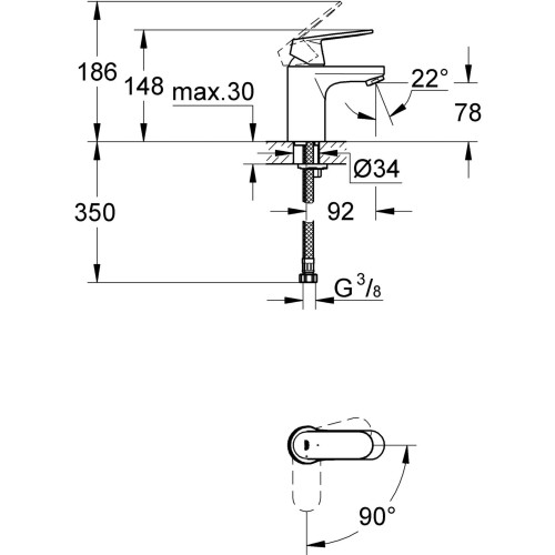 Bateria umywalkowa GROHE EUROSMART COSMOPOLITAN chrom 2337600E