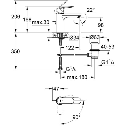 Bateria umywalkowa GROHE EUROSMART COSMOPOLITAN chrom 2339600E